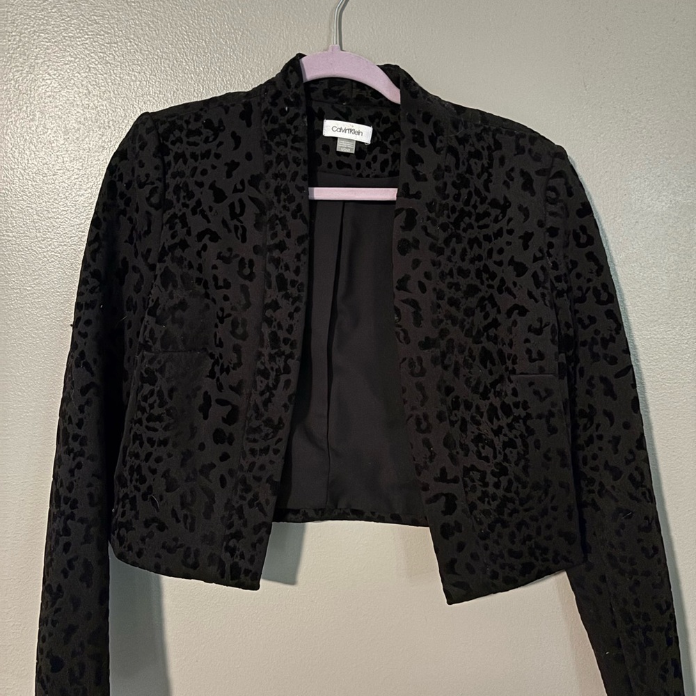 Calvin Klein Black Animal Print Blazer